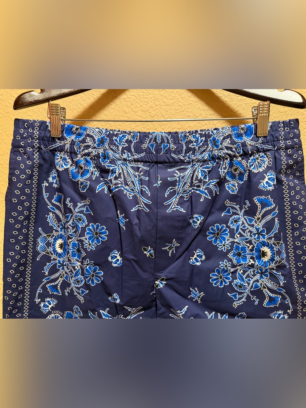 New Gucci Logo Floral Shorts Navy White Size IT 52 / US L 34 - 38 Waist - Picture 5 of 10